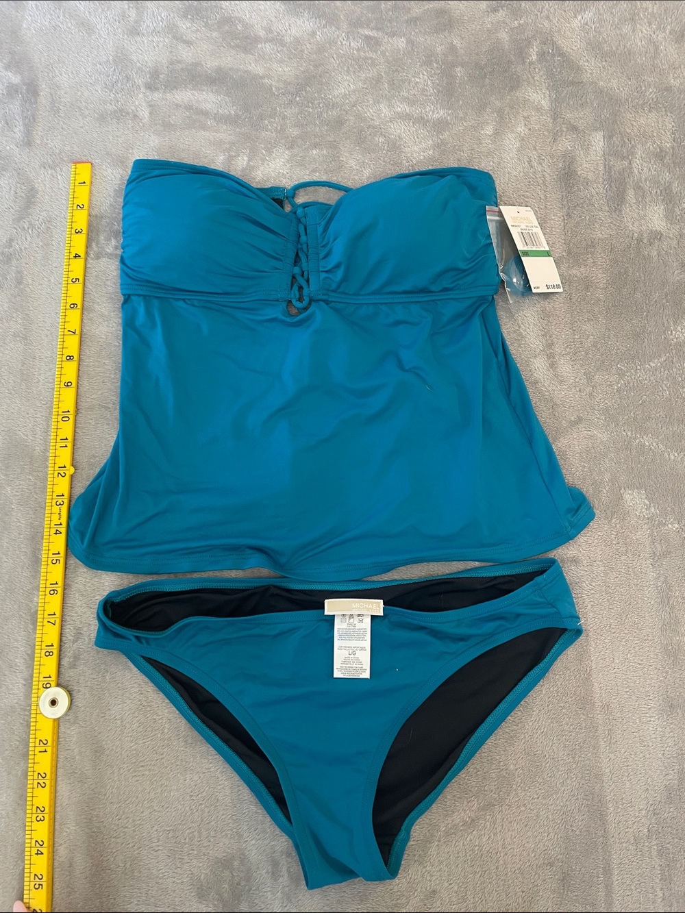 Michael Kors Teal Bandeau Tankini Set Size Large